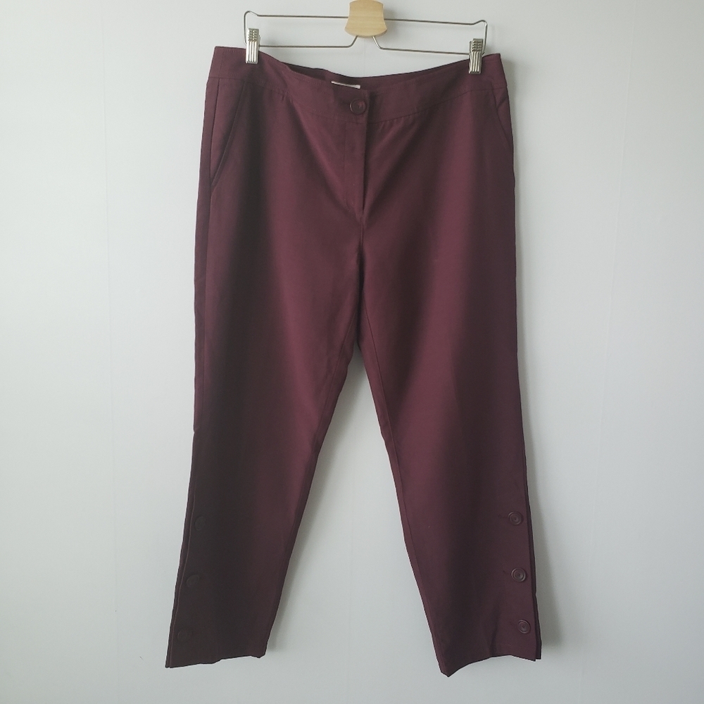Nordstrom signature burgundy side‎ button pants 14